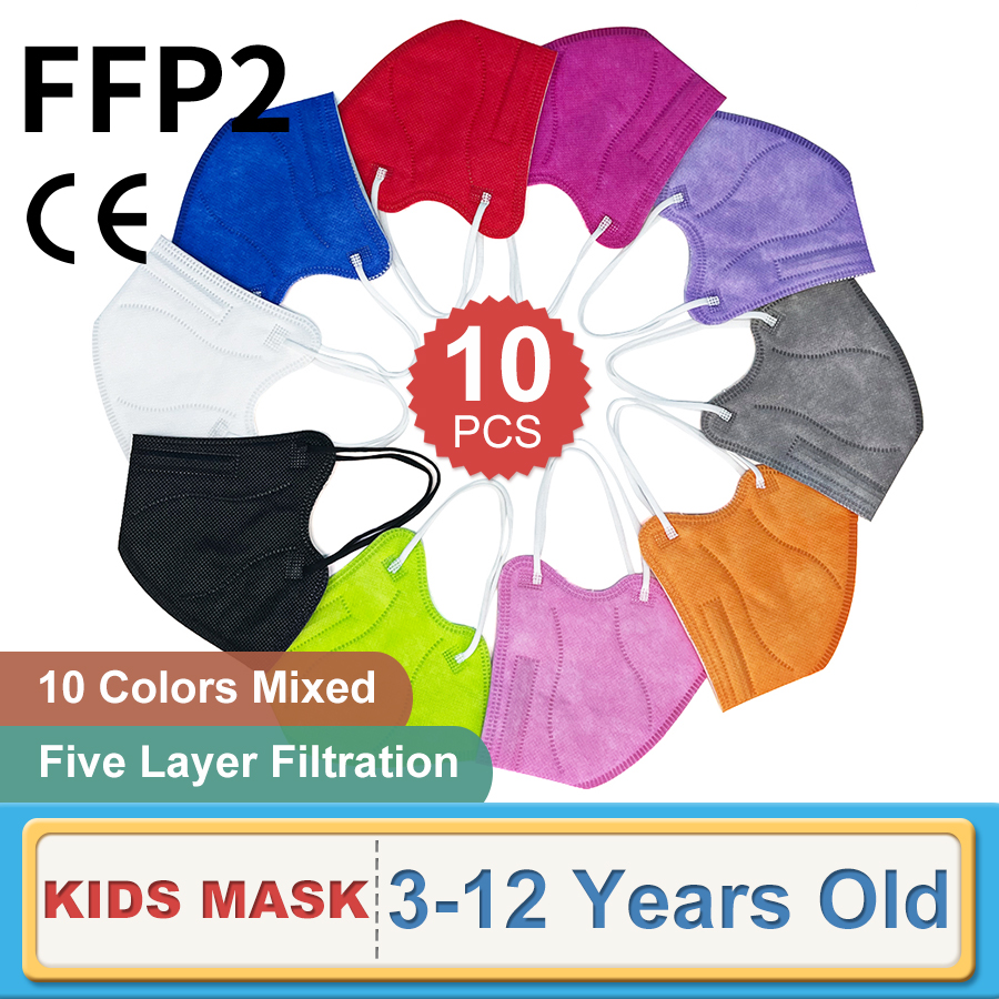 Kn95 Respirator Mask - 10 قطعة الأطفال FFP2 قناع الوجه