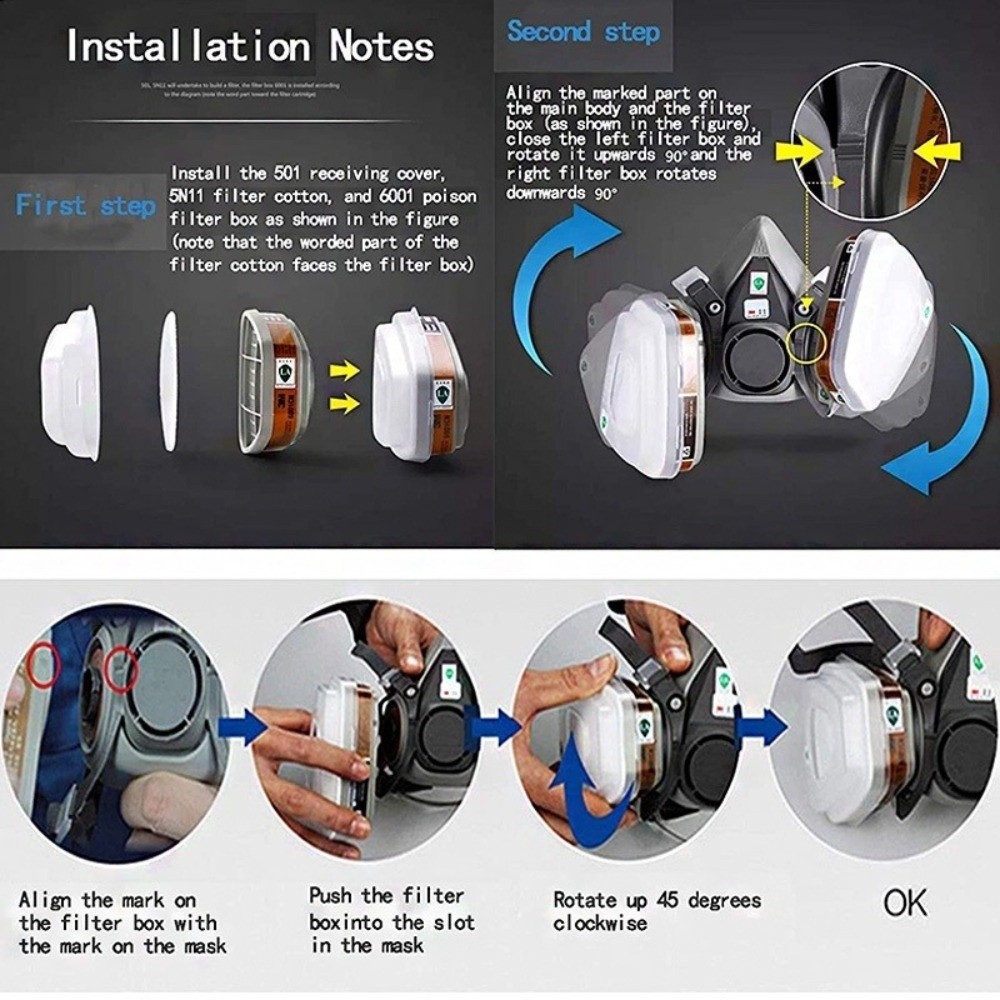 قابل لإعادة الاستخدام ‌ قناع ت - مراجعة Respirator Half Face وسعره